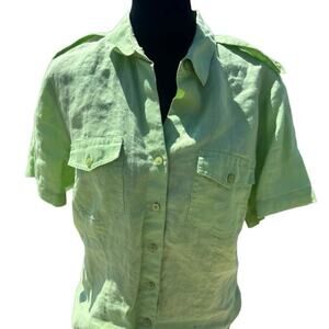 Jordan linen button down shirt, short sleeve, women's size M